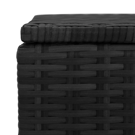 Fekete polyrattan kerti tárolóláda 150 x 50 x 60 cm