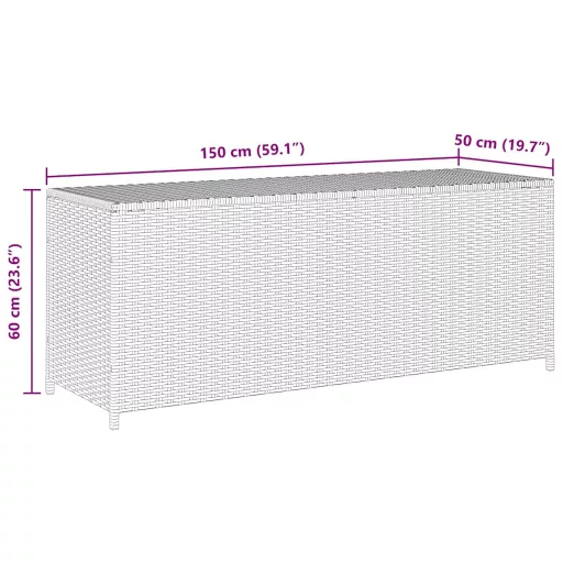 Fekete polyrattan kerti tárolóláda 150 x 50 x 60 cm