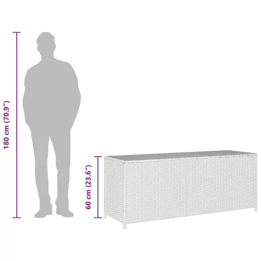 Fekete polyrattan kerti tárolóláda 150 x 50 x 60 cm