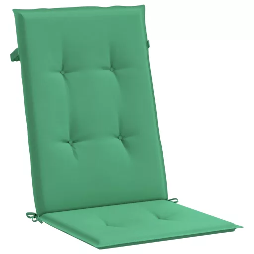 2 db zöld szövet kerti magas háttámlájú székpárna 120x50x3 cm