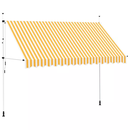 Narancssárga-fehér csíkos kézzel feltekerhető napellenző 350 cm