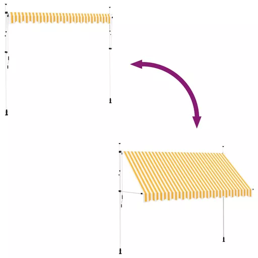 Narancssárga-fehér csíkos kézzel feltekerhető napellenző 350 cm