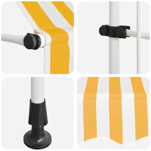 Narancssárga-fehér csíkos kézzel feltekerhető napellenző 350 cm