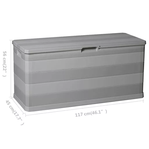 Szürke kerti tárolóláda 117 x 45 x 56 cm
