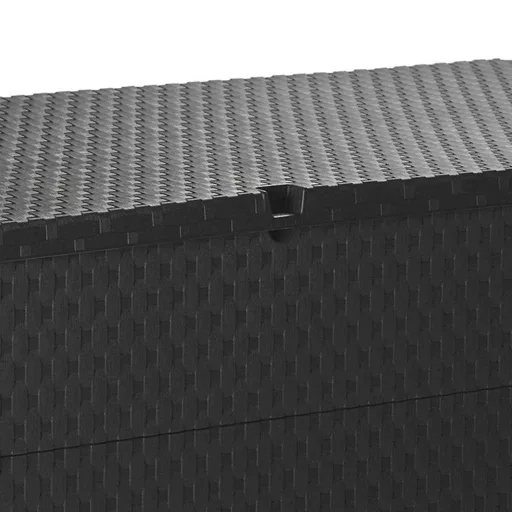 Antracitszürke PP rattan kerti tárolóláda 120 x 56 x 63 cm