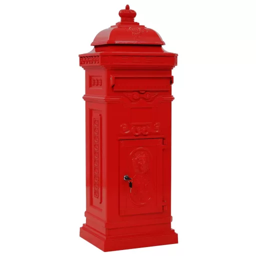 Piros, vintage, rozsdamentes alumínium álló postaláda