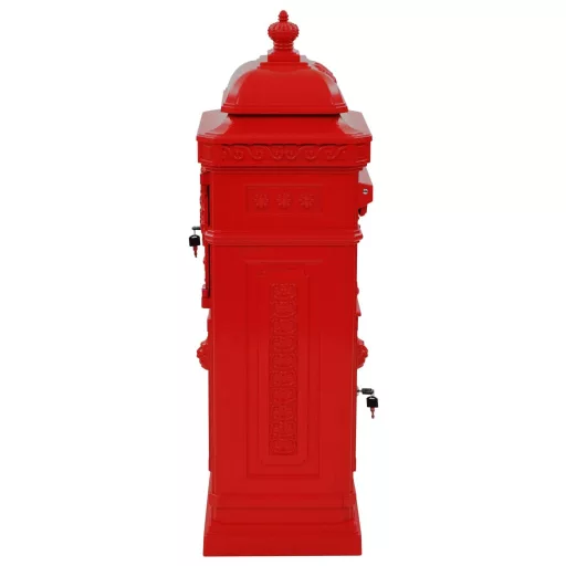 Piros, vintage, rozsdamentes alumínium álló postaláda
