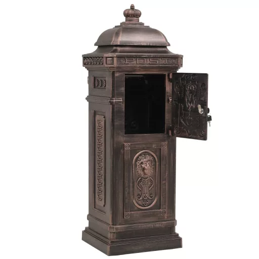 Bronzszínű, vintage, rozsdamentes alumínium álló postaláda
