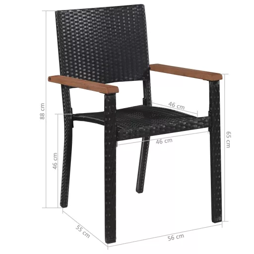 2 db fekete polyrattan kültéri szék