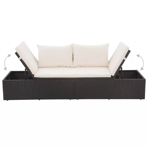 Fekete polyrattan kerti ágy 195 x 60 cm