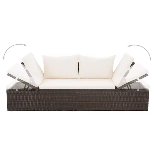 Barna polyrattan kerti ágy 195 x 60 cm