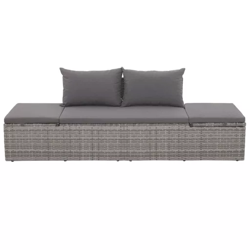 Szürke polyrattan kerti ágy 195 x 60 cm