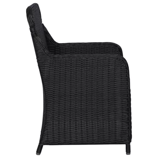 2 db fekete polyrattan kültéri étkezőszék párnával