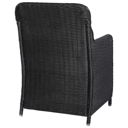 2 db fekete polyrattan kültéri étkezőszék párnával