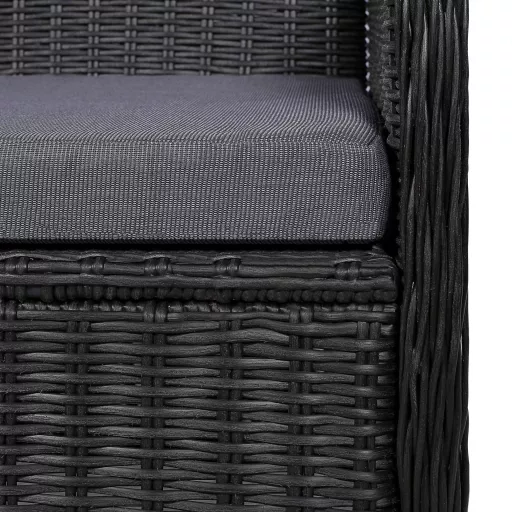 2 db fekete polyrattan kültéri étkezőszék párnával