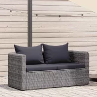 2 db szürke polyrattan kerti sarokkanapé