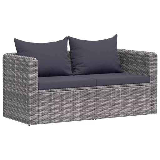2 db szürke polyrattan kerti sarokkanapé