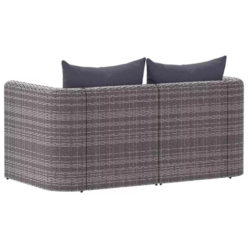 2 db szürke polyrattan kerti sarokkanapé