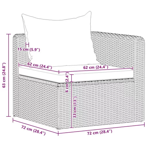 2 db szürke polyrattan kerti sarokkanapé
