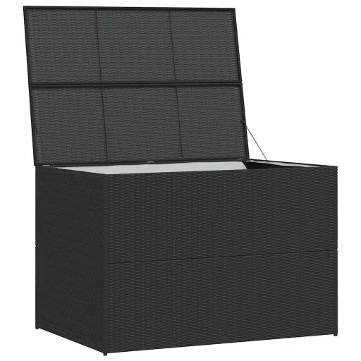 Fekete polyrattan kerti tárolóláda 150 x 100 x 100 cm