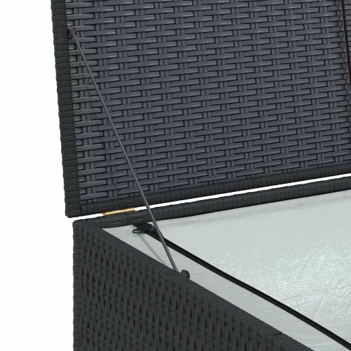Fekete polyrattan kerti tárolóláda 150 x 100 x 100 cm