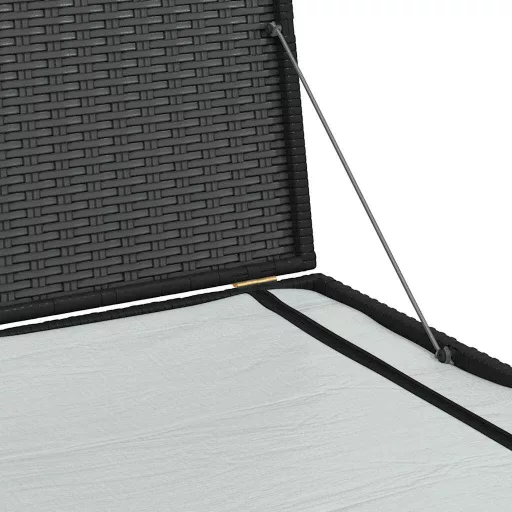 Fekete polyrattan kerti tárolóláda 150 x 100 x 100 cm