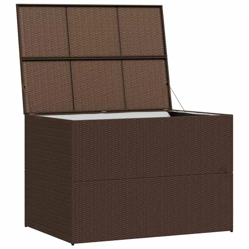 Barna polyrattan kerti tárolóláda 150 x 100 x 100 cm