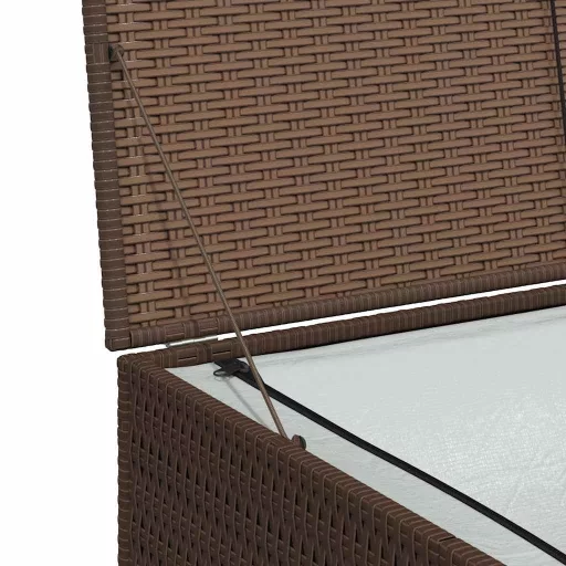 Barna polyrattan kerti tárolóláda 150 x 100 x 100 cm
