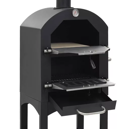Kültéri faszenes pizzasütő kemence pizzakővel