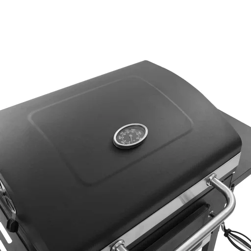 Fekete színű faszén tüzelésű grillsütő alsó polccal