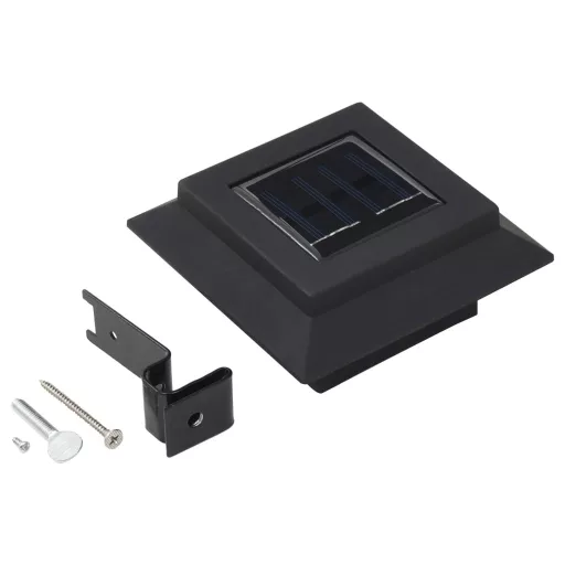 6 db négyszögletes fekete kültéri napelemes LED lámpa, 12 cm