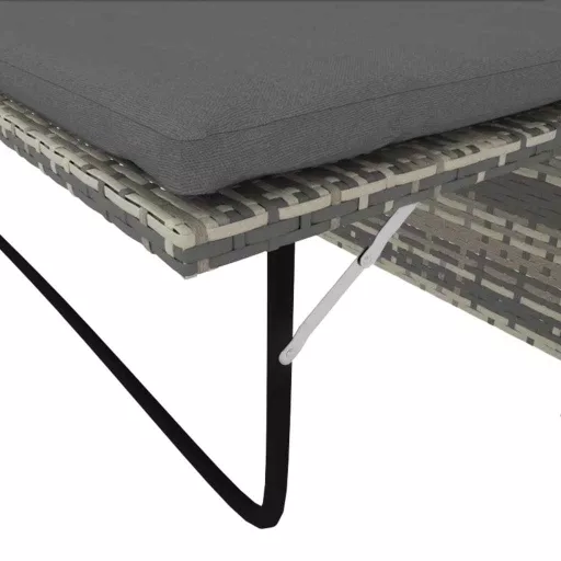 2-részes szürke polyrattan kerti bútorszett párnákkal