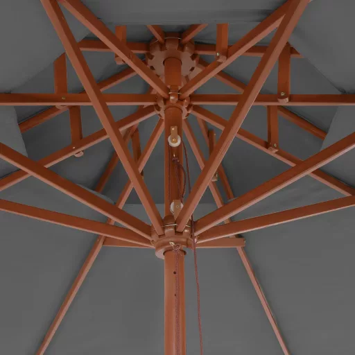 Antracitszürke kétszintes napernyő fa rúddal 270 cm