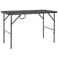   Barna rattan hatású HDPE összecsukható kerti asztal 120x60x74cm