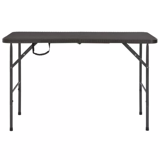 Barna rattan hatású HDPE összecsukható kerti asztal 120x60x74cm