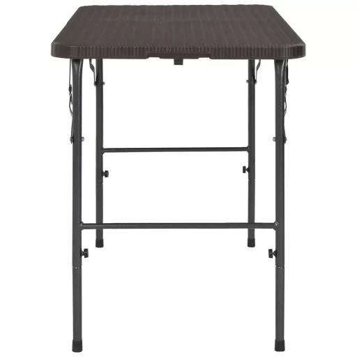 Barna rattan hatású HDPE összecsukható kerti asztal 120x60x74cm