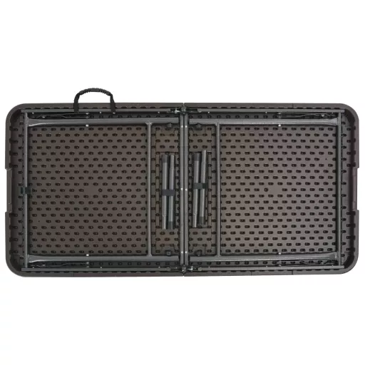 Barna rattan hatású HDPE összecsukható kerti asztal 120x60x74cm