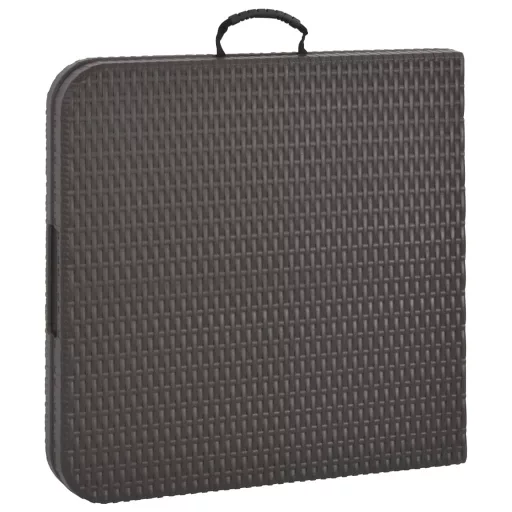 Barna rattan hatású HDPE összecsukható kerti asztal 120x60x74cm