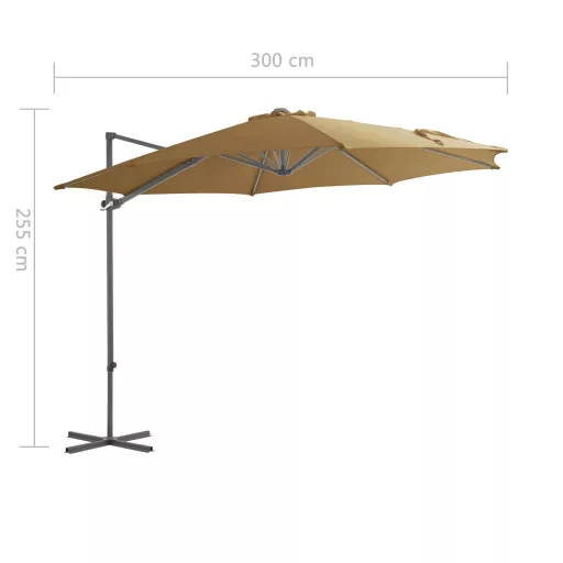 Tópszínű konzolos kerti napernyő acélrúddal 300 cm