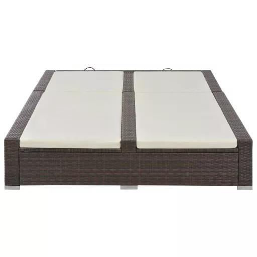 Barna kétszemélyes polyrattan napozóágy