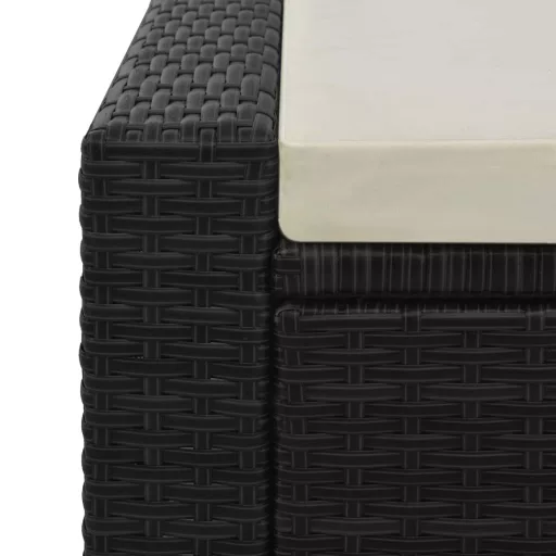 Fekete kétszemélyes polyrattan napozóágy