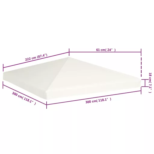 Krémfehér pavilon tetőponyva 310 g/m², 3 x 3 m