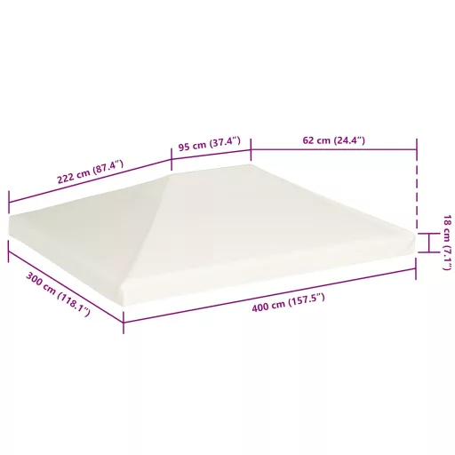 Krémfehér pavilon tetőponyva 310 g/m², 4 x 3 m