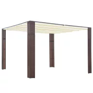   Barna és krémszínű polyrattan pavilon tetővel 300x300x220 cm