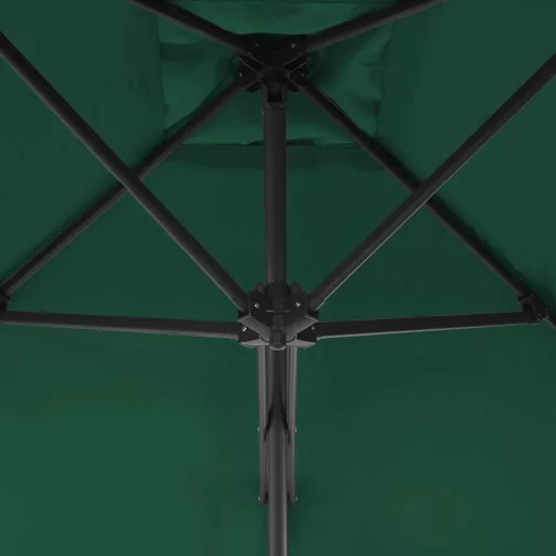 Zöld kültéri napernyő acélrúddal 250 x 250 cm