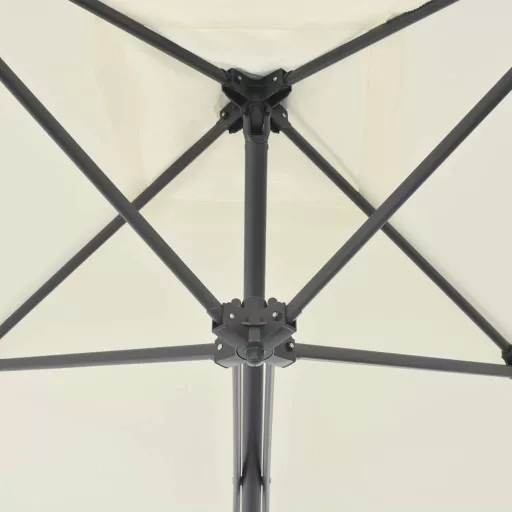 Homokszínű kültéri napernyő acélrúddal 250 x 250 cm