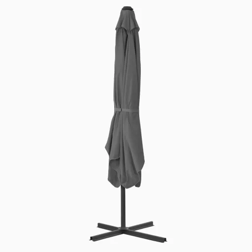Antracitszürke kültéri napernyő acélrúddal 250 x 250 cm