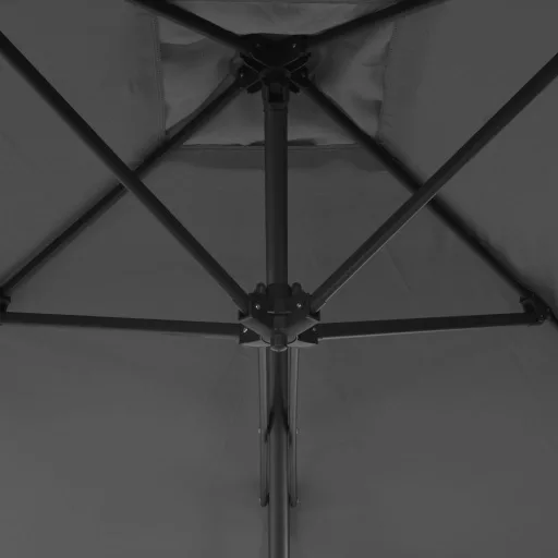 Antracitszürke kültéri napernyő acélrúddal 250 x 250 cm