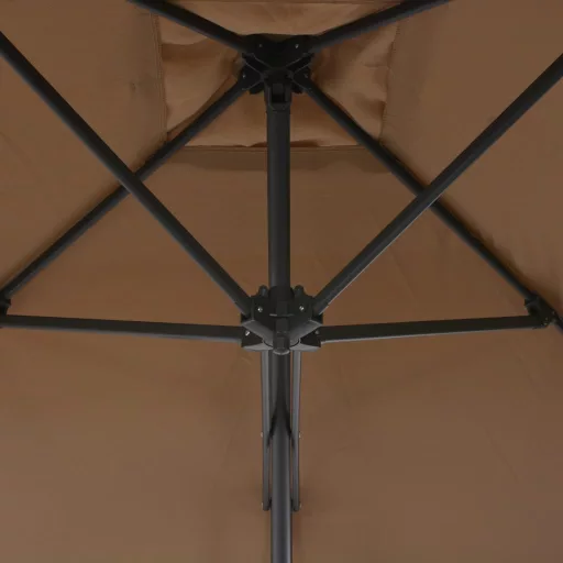 Tópszínű kültéri napernyő acélrúddal 250 x 250 cm