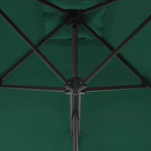 Zöld kültéri napernyő acélrúddal 300 cm